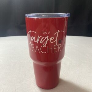 I'm A Target Teacher Insulated Travel Cup Tumbler 28 Oz Red Apple No Straw